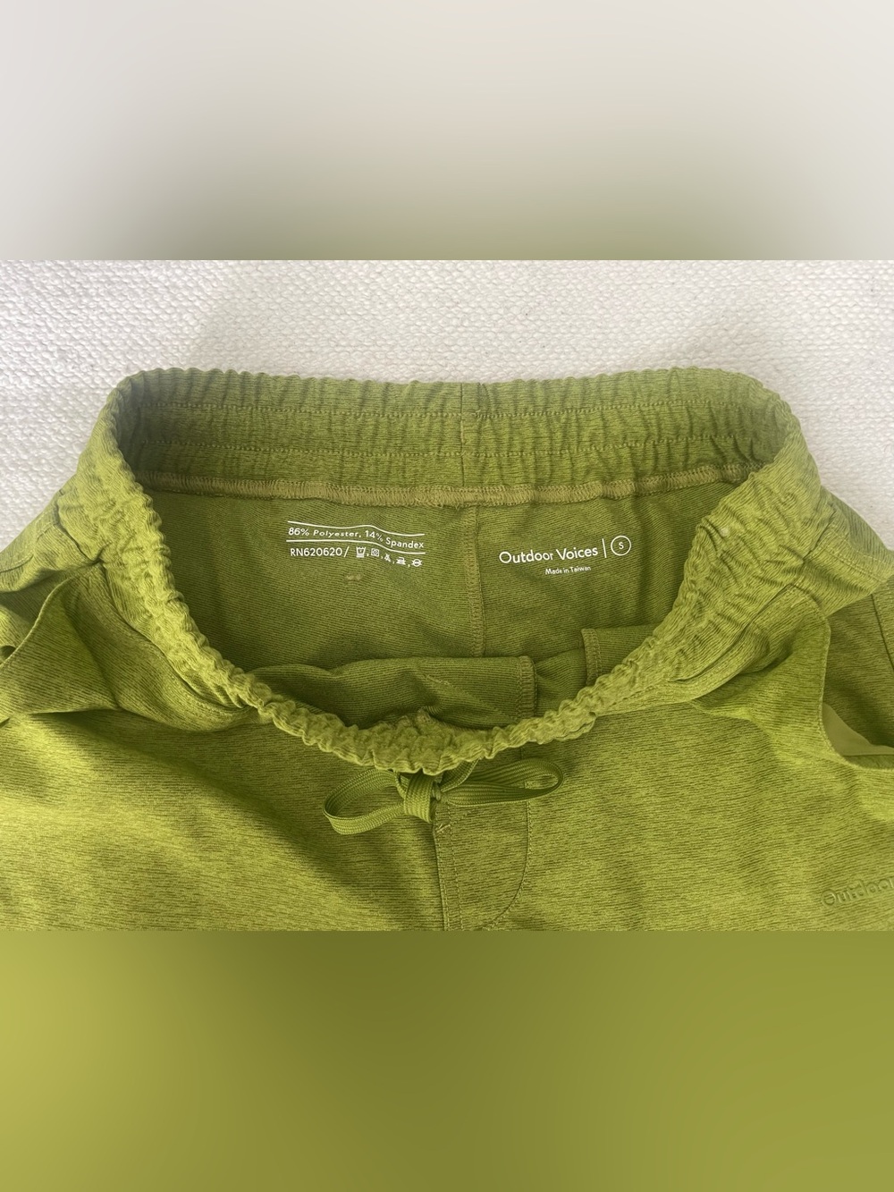 Outdoor Voices Lime Green Drawstring Joggers sz S NEW. Heathered smooth fabric. - Picture 2 of 7